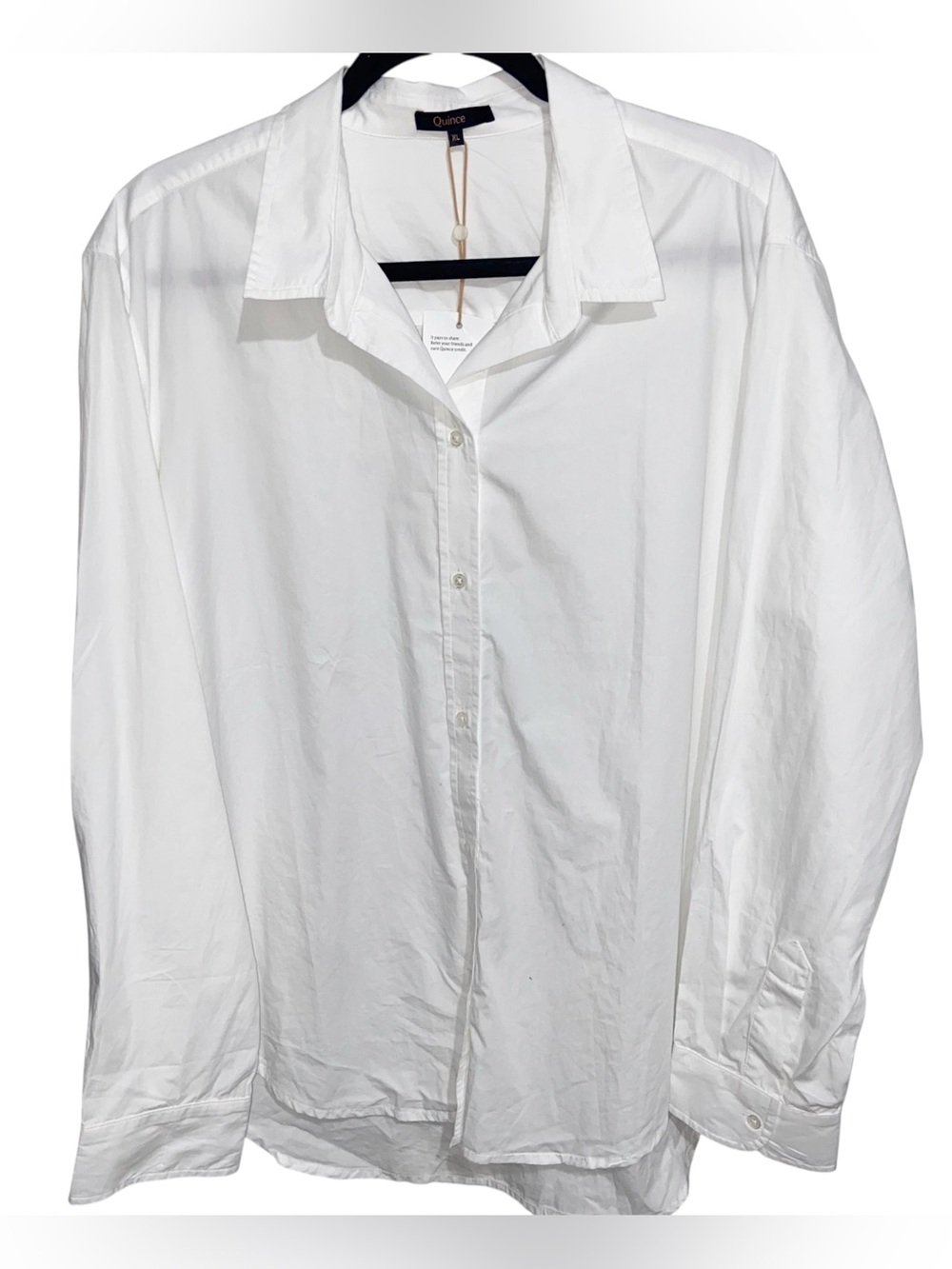 Quince Shirt Womens XL Organic Cotton Poplin White Long Sleeve Top Classic NWT